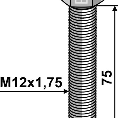 Hexagon bolt M12x1,75x75 without nut