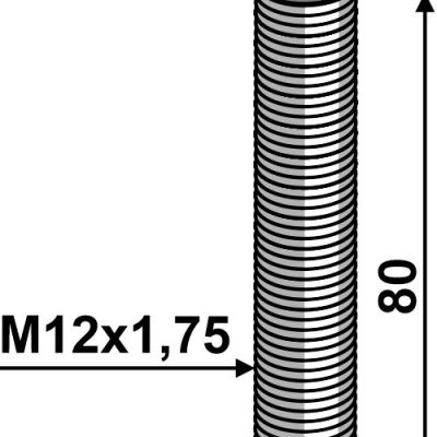 Hexagon bolt M12x1,75x80 without nut
