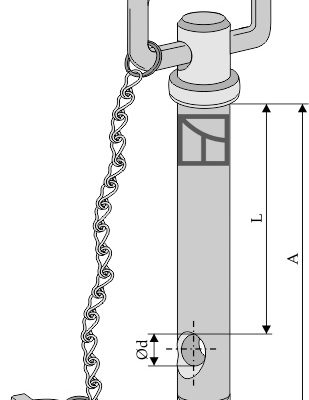 socket pin with chain and linch pin
