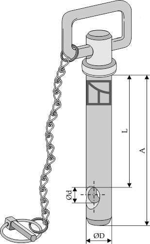 socket pin with chain and linch pin
