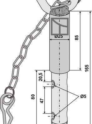 Double pin with handle, chain and spring pin