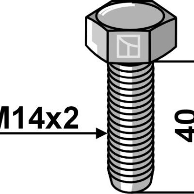 Hexagon bolt M14x2x40 without nut - galvanized