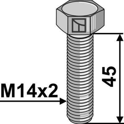 Hexagon bolt M14x2x45 without nut - galvanized