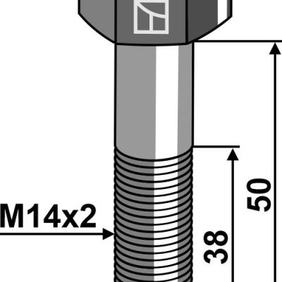 Hexagon bolt M14x2x50 without nut