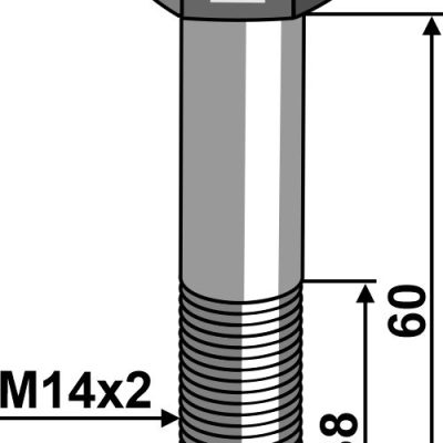 Hexagon bolt M14x2x60 without nut
