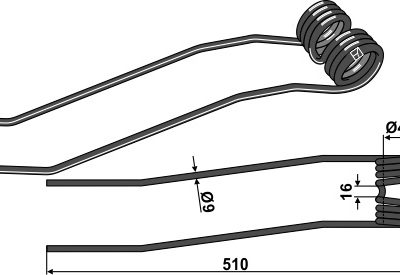 Hay rake tine Ø9 - right