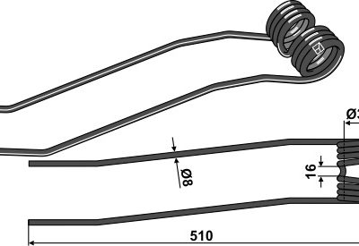 Hay rake tine Ø8 - right