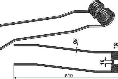 Hay rake tine Ø8 - left
