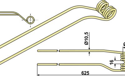 Hay rake tine Ø10,5 - right