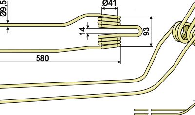 Hay rake tine Ø9,5 - right