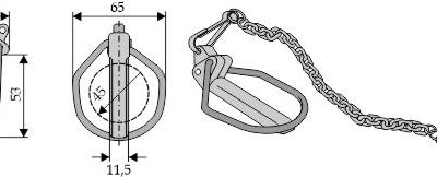 Linch pin for Cat. II Profile with chain