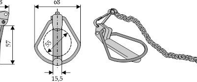 Linch pin for Cat. III, with chain