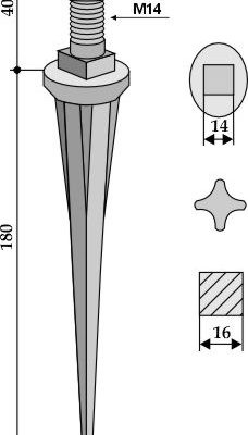 Cone shaped harrow teeth with ribs