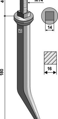 Harrow teeth from boron steel with square neck