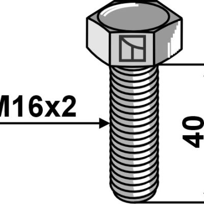 Hexagon bolt M16x2x4 without nut - Galvanized
