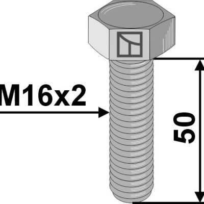 Hexagon bolt M16x2x50 without nut