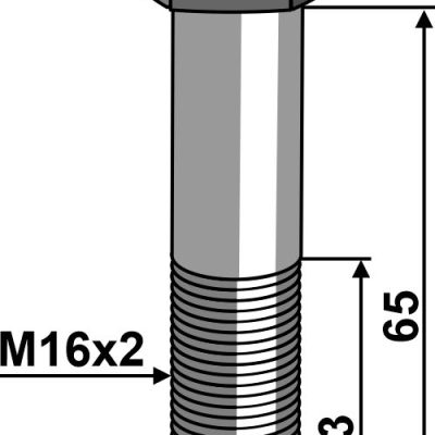Hexagon bolt M16x2x65 without nut
