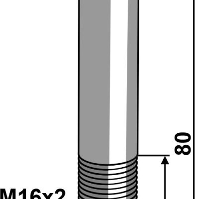 Hexagon bolt M16x2x80 without nut