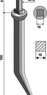 Harrow teeth from boron steel with square neck