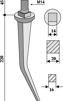 Cone shaped harrow teeth from boron steel, Rau model