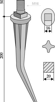 Cone shaped harrow teeth with ribs