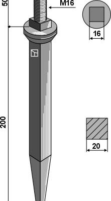 Harrow teeth from boron steel with square neck