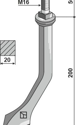 Spoon shaped harrow teeth from boron steel, hardened