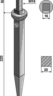 Harrow teeth from boron steel with square neck