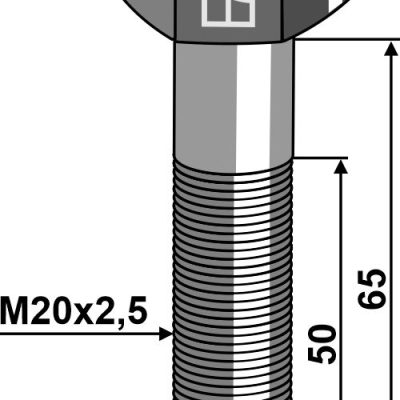 Hexagon bolt M20x2,5x65 without nut