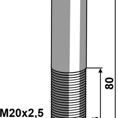 Hexagon bolt M20x2,5x80 without nut