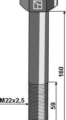 Hexagon bolt M22x2,5x160 without nut