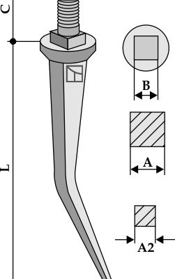 Harrow teeth from boron steel with square neck