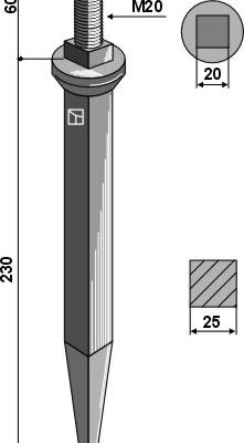 Harrow teeth from boron steel with square neck