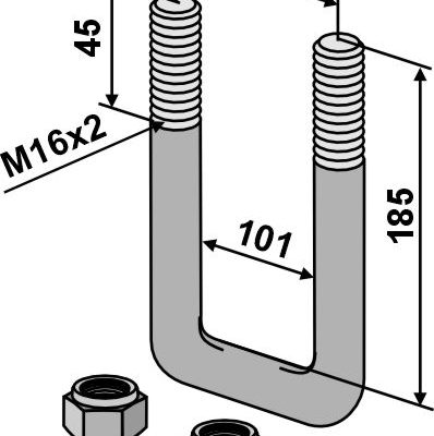 Stirrup bolt - M16 x 2