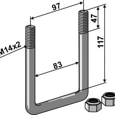 Stirrup bolt - M14 x 2