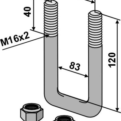 Stirrup bolt - M16 x 2