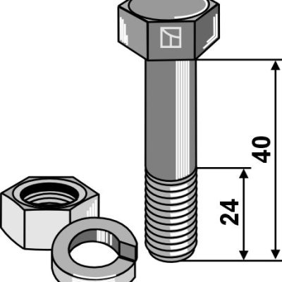 Bolt with nut and split washer - 7/16x40 12.9