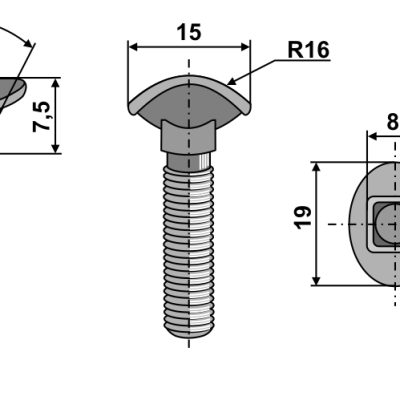 Cultivator bolt - M10x40 - 6.8