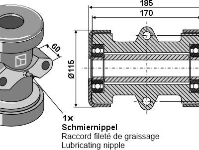 Bearing compl. for 30x30 square shaft