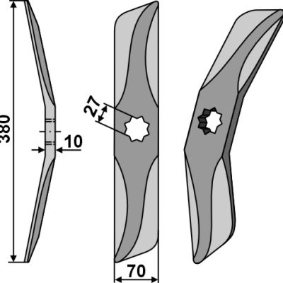 Rotary harrow-blades from boron steel, left