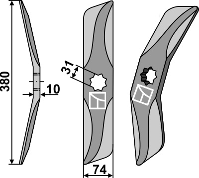 Rotary harrow-blade from boron steel, left