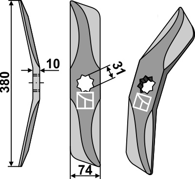 Rotary harrow-blade from boron steel, right