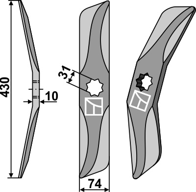 Rotary harrow-blade from boron steel, left