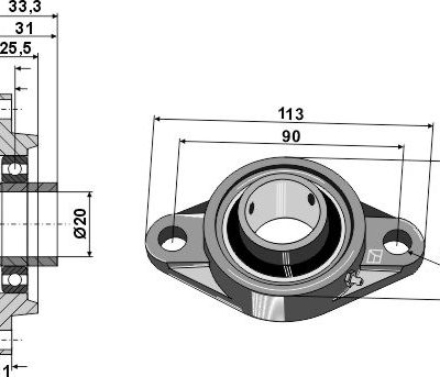 Tension bearing UCFL - Ø20