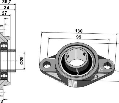 Tension bearing UCFL - Ø25