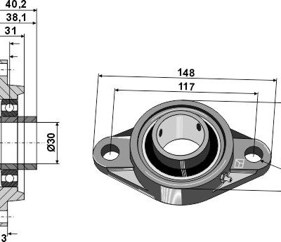Tension bearing UCFL - Ø30
