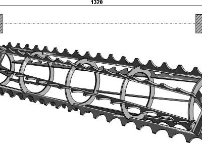 Cage roller notched bars with shaft Ø25 - 1320mm