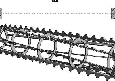 Cage roller notched bars with shaft Ø25 - 1640mm