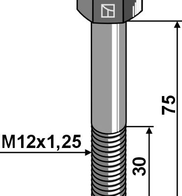 Hexagon bolt with metric fine thread - M12x1,25X75 - 8.8