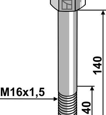 Hexagon bolt with metric fine thread - M16x1,5x140 - 8.8